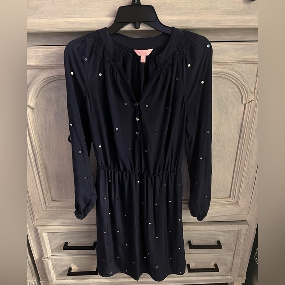 Lilly Pulitzer Navy Silk Turner Mirror‎ Dress - Picture 3 of 8